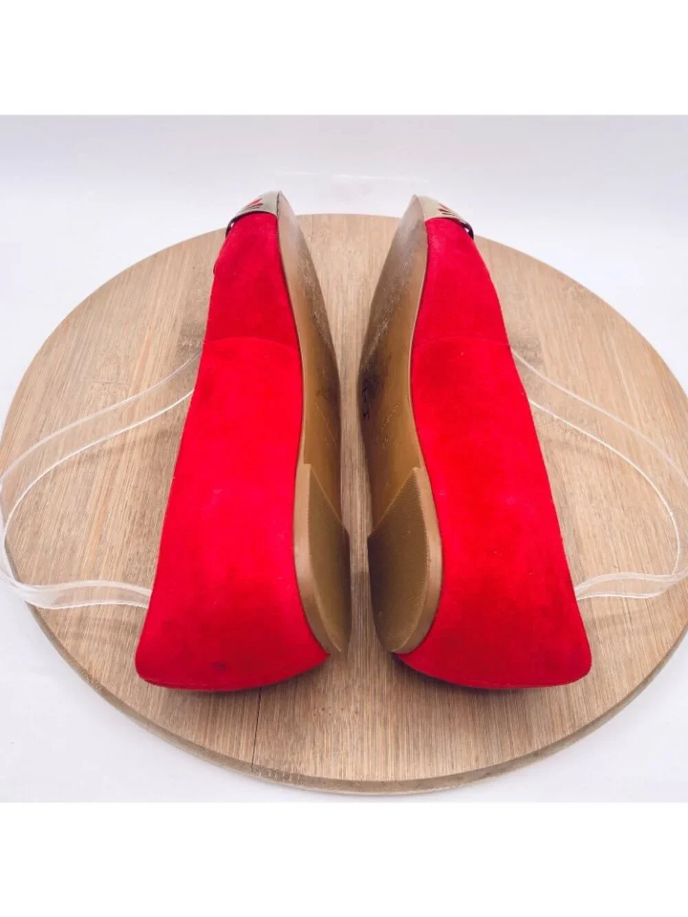 Brian Atwood Shoes Womens 7.5 Red Suede Cap Toe Ballet Flats Italy